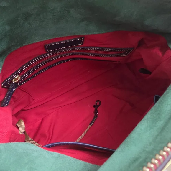 Dooney & Bourke Large Navy Pebbled Leather Florentine Sorrento Satchel w/ Strap - Picture 9 of 10